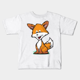 Cute Fox Cartoon Illustration Kids T-Shirt